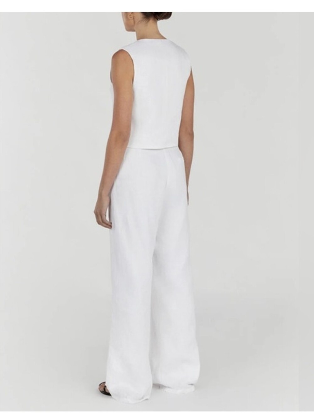 Commense | White Wide-Leg Linen Set - Picture 2 of 6